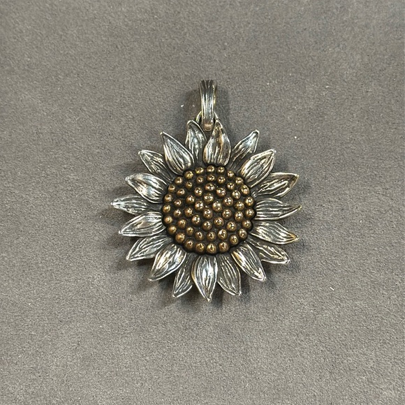 James Avery Large Wild Sunflower Pendant Charm Sterling Bronze